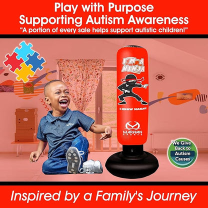 Durable Inflatable Kids Punching Bag for Karate and Boxing – Bounce-Back Martial Arts Bag for Boys and Girls, Great Birthday Gift to Relieve Energy and Build Skills for Boys Ages 4-12