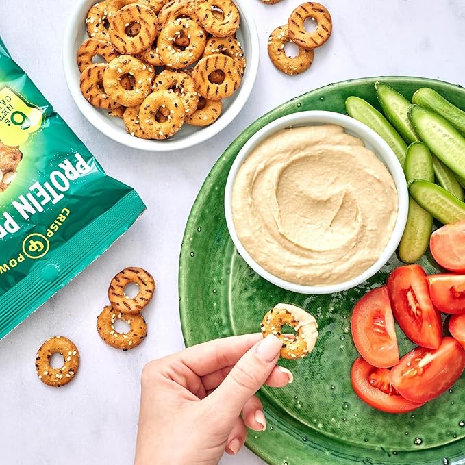 Crisp Power High Protein Pretzel Crisps - 6 Pack x 1.75 oz Crunchy & Flavorful Plant-Based Snack. No Sugar, 28g Protein Per Pack in 3 Savory Flavors, Vegan, Keto Friendly, Non-GMO, Kosher Non-Dairy (1.75 Ounce (Pack of 24), Mix)