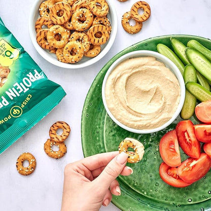 Crisp Power High Protein Pretzel Crisps - 6 Pack x 1.75 oz Crunchy & Flavorful Plant-Based Snack. No Sugar, 28g Protein Per Pack in 3 Savory Flavors, Vegan, Keto Friendly, Non-GMO, Kosher Non-Dairy (1.75 Ounce (Pack of 24), Mix)