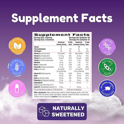 Dr. Klein's Keep Calm Kids Gummies L-Theanine & Chamomile Extract - Supports Focus, Attention, & Alertness of Kids Ages 5+ - Calming Chews Vitamins & Minerals for Kids - Black Currant Sugar-Free 30ct