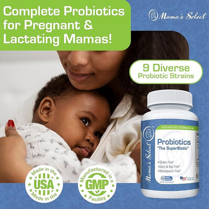 Mama’s Select Probiotics for Women Digestive Health, 9 Live Strains, Including Lactobacillus acidophilus, Adult Pre and Postpartum Gut Health Support, Weight Management, 10 Billion CFUs, 60 Capsules