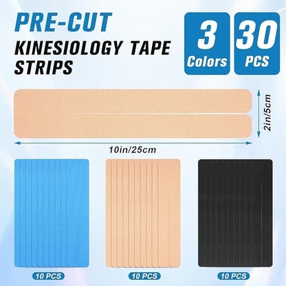 Waterproof Breathable Athletic Elastic Sports & Weightlifting Tape, Injury Recovery-Muscle Strain Relief & Joint Support(3 Colors Mixed) (Y-Shaped)