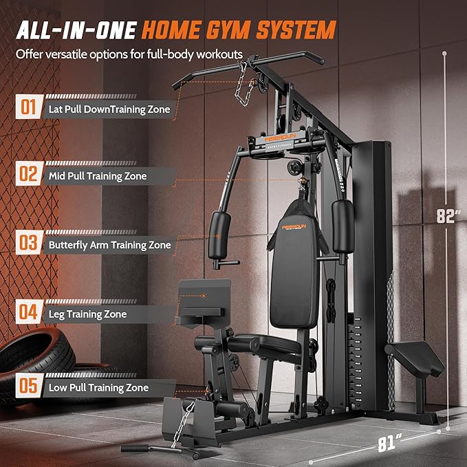 Home Gym with 154LBS Weight Stack