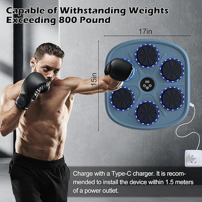 Smart Music Boxing Machine for Adults and Kids, Wall-Mounted Interactive Trainer with LED Display, 9 Modes & 9 Speeds, Perfect for Home Fitness and Stress Relief