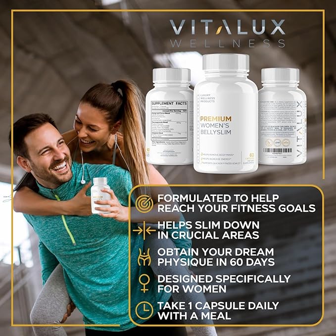 VITALUX || #1 Rated Women's BellySlim Supplement to Remove Body Mass & Reach Your Fitness Goals | Ultra Strength + 9 Ingredients | 3rd Party Tested & USA Made (Multivitamin for Women) - 60 Servings