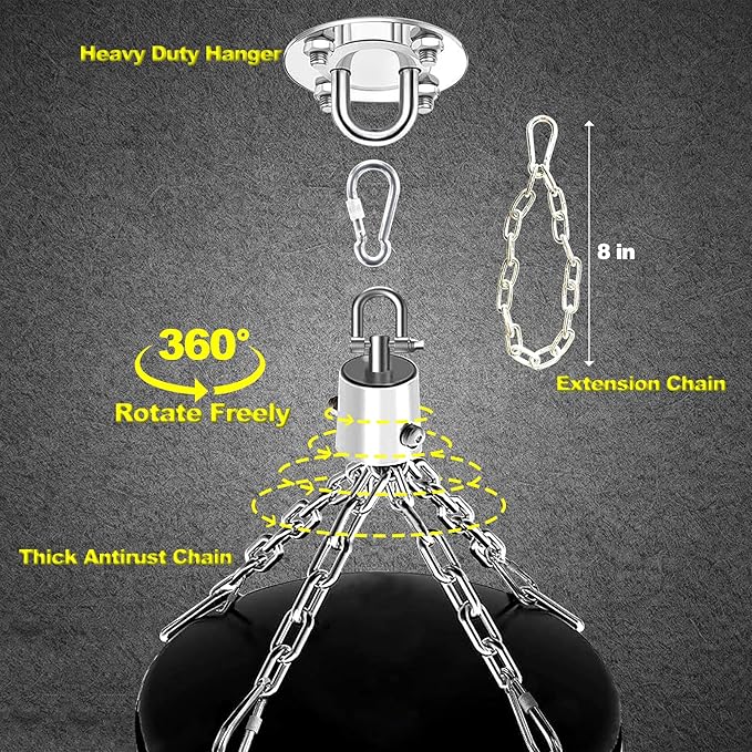 Punching Bag for Adults,Heavy Boxing Bag Set 4ft/120cm,Boxing Training Equipment Set for MMA Kickboxing Boxing Karate Home Gym Training(Unfilled)