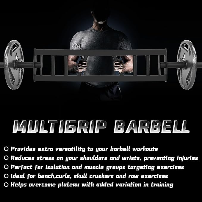 Signature Fitness Multi Grip Barbell – Swiss Bar 3 Positions 7 Feet