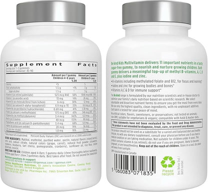Methylated Kids Multivitamin Gummy, MTHFR Supplement with B-Vitamins & Vitamin D, No Artificial Sweeteners or Flavors, Sugar Free, Age 4+, 90 Berry Gummies, Non-GMO, Halal, Clean Label, by Igennus