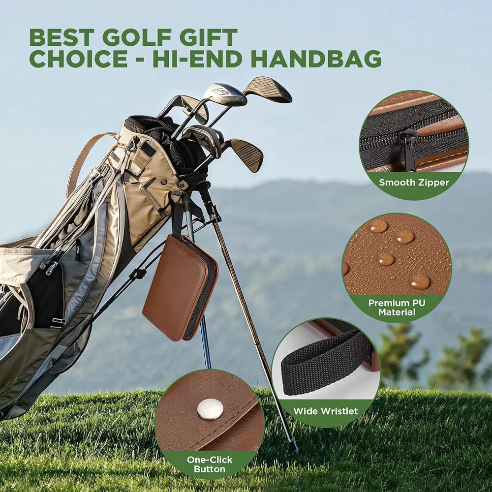 Golf Accessories for Men and Women for Golfers, Accessories Set in Hi-End PU Case with Golf Balls, HD Rangefinder, Golf Tees, Cleaning Brush, Divot Knife, Scorer, Golf Ball Clamp