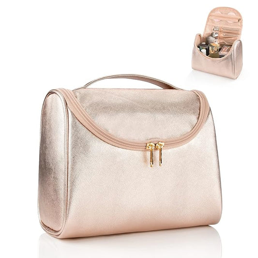 Ethereal Travel Makeup Bag, Rose Gold Makeup Bag for Women Portable Makeup Organizer Bag Large Capacity Toiletry Bag for Travel Accessories