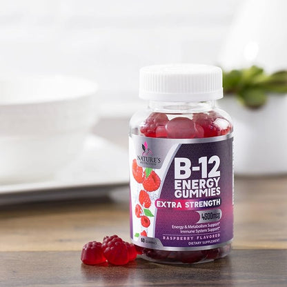 Vitamin B12 Energy Gummies - Extra Strength 4500mcg Chewable for Energy & Nervous System Health Support, B-12 Complex Gummy Vitamin for Women, Men, Kids - Non-GMO, Vegan, Berry Flavor - 120 Gummies