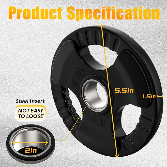 Elevens Bumper Plates Olympic Rubber Weight Plate Set 10/25LB 2-Inch 2-Inch Steel