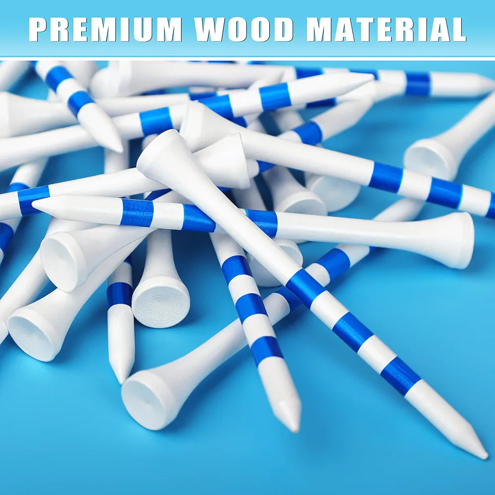 CHAMPKEY Premium Wood Golf Tees 200 Count - 3 Line Marking System Golf Wood Tees - Achieve Consistent and Long Distance Shot
