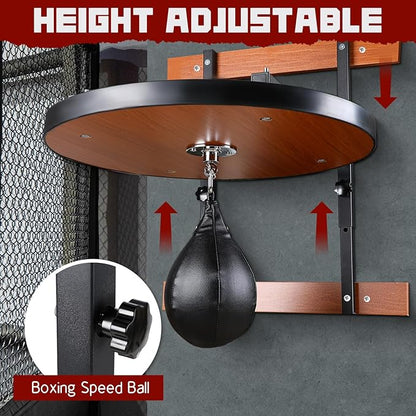 Speed Bag Platform Kit Boxing Mount for Punching Practice Height Adjustable Includes Speed Bag and Air Pump 360° for Boxing and Fitness Enthusiasts