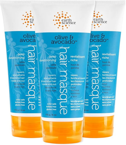 Earth Science - Olive & Avocado Deep Conditioning Hair Masque: for Normal to Dry Hair (3 pk, 6 oz.)