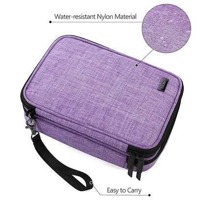 Teamoy Travel Makeup Brush Case(up to 8.8"), Professional Makeup Train Organizer Bag with Handle Strap for Makeup Brushes and Makeup Essentials-Medium, Purple(No Accessories Included)