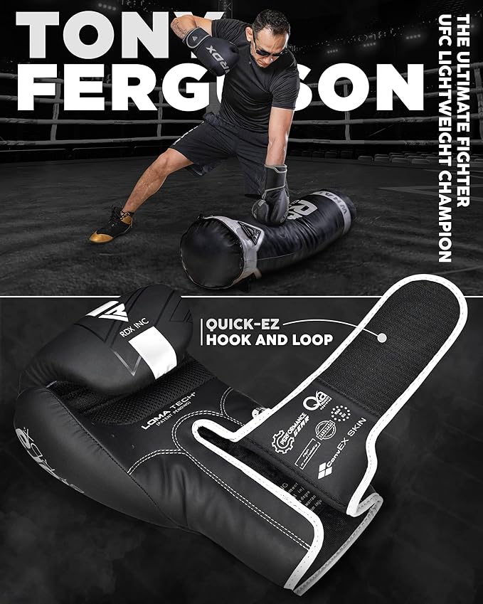 RDX Boxing Gloves, Pro Training Sparring, Maya Hide Leather, Muay Thai MMA Kickboxing, Men Women Adult, Heavy Punching Bag Focus Mitts Pads Workout, Ventilated Palm, Multi Layered, 8 10 12 14 16 18 Oz