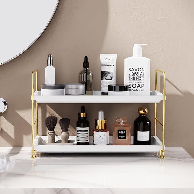 FSyueyun 2-Tier Makeup Shelf Organizer for Vanity