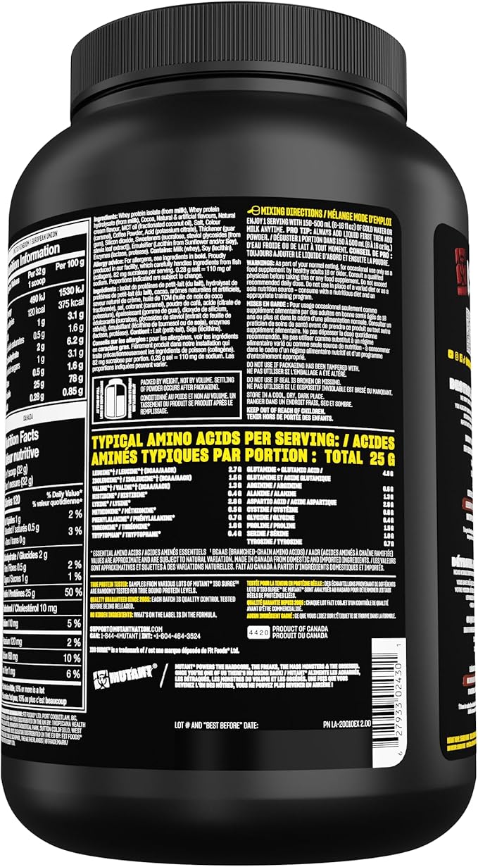 Mutant ISO Surge Whey Protein Isolate Powder Acts Fast to Help Recover, Build Muscle, Bulk and Strength, 1.6 lb (Chocolate Fudge Brownie)