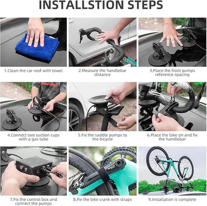 ROCKBROS Electric Suction Cup Bike Rack for Car Roof Bike Rack Bike Carrier Rack 1-Bike Black