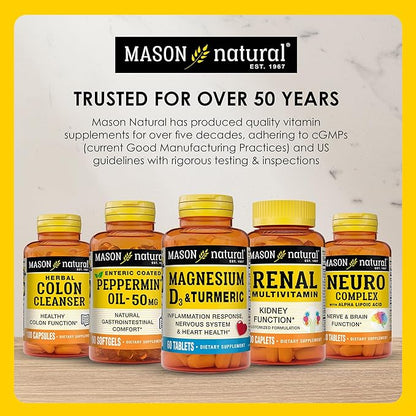 MASON NATURAL Magnesium & Vitamin D3 with Turmeric - Healthy Heart and Nervous System, Strengthens Bones and Muscles, Improved Joint Health, 60 Tablets (Pack of 3)