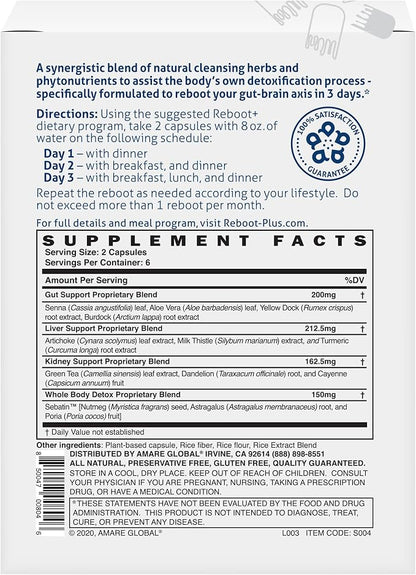 Amare Global Reboot+ 3-Day Gut Brain Reset System, 12 Capsules