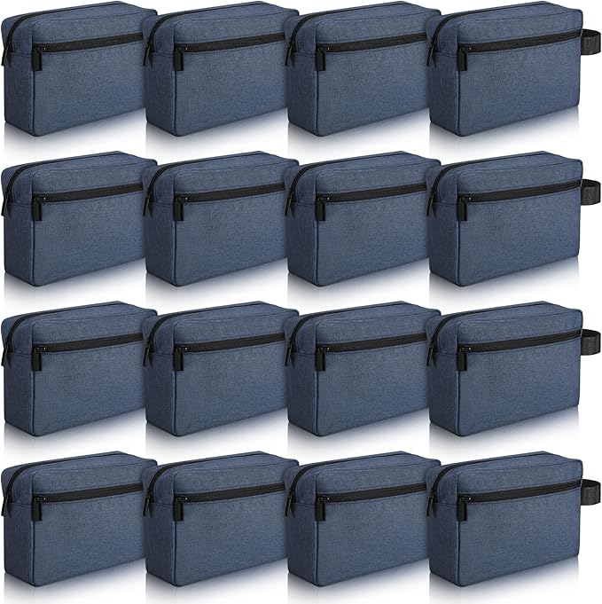 Paterr 16 Pcs Travel Toiletry Bag for Women Men Large Water Resistant Shaving Bag Hanging Cosmetic Bag with Handle and Divider Storage Travel Pouch Case (Dark Blue)