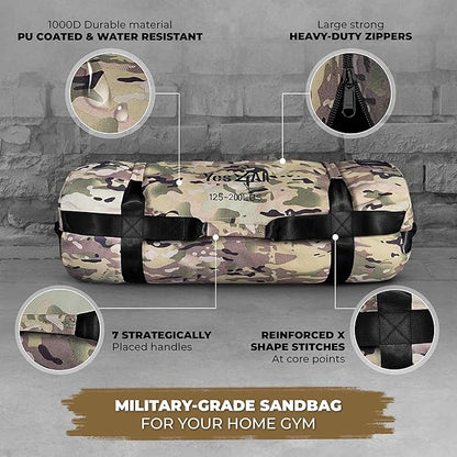 Yes4All Sandbags for Working Out, Adjustable Sand Bags for Weight Training with Handles, Multiple Colors & Sizes 5-200lbs