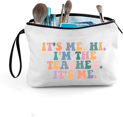 Teacher Thank You Appreciation Gifts for Women Coworker Friend New Teach Makeup Cosmetic Bag Hi Its Me Christmas