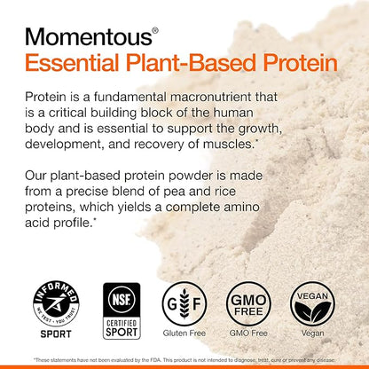 Momentous Essential Vegan Protein Powder - 20g Plant Based Protein - NSF Certified, Gluten-Free, Non-GMO, 20 Servings for Essential Everyday Use, Vanilla Chai