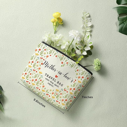 Mother in Law's Travel Bag Mothers Day Makeup Bag Mother in Law Birthday Gifts from Daughter in Law Funny Coloful Floral Cosmetic Bag for Women Mother of the Groom Chirstmas Wedding Retirement Gifts