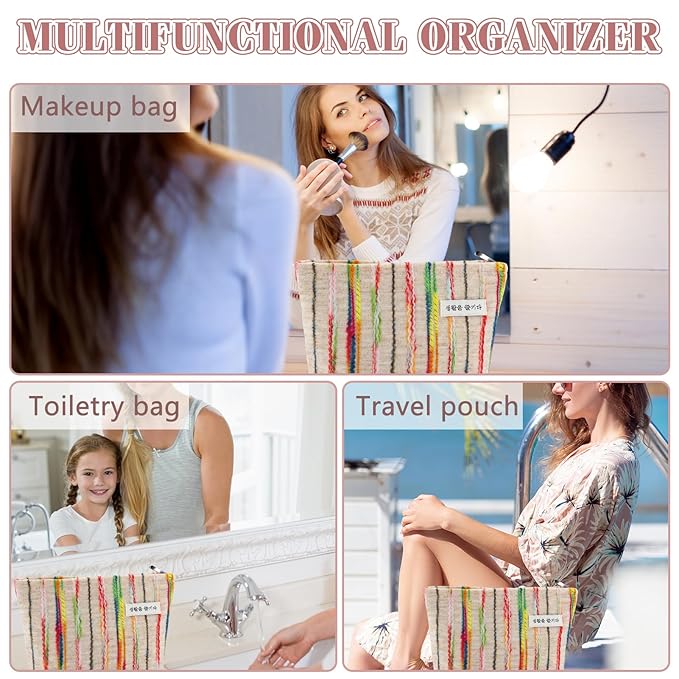 ZLFSRQ Makeup Bag Travel Cute Cosmetic Bags for Women Large Capacity Rainbow Toiletry Pouch Zipper Cosmetic Pouches for Purse Aesthetic Makeup Brushes Organizer Portable Toiletry Bags