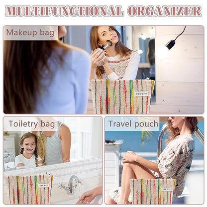 ZLFSRQ Makeup Bag Travel Cute Cosmetic Bags for Women Large Capacity Rainbow Toiletry Pouch Zipper Cosmetic Pouches for Purse Aesthetic Makeup Brushes Organizer Portable Toiletry Bags