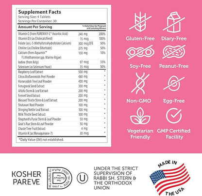 Zahler Postnatal Vitamins for Women - Breastfeeding Supplements for Moms - Lactation Supplement Support with Milk Thistle, Fenugreek, Raspberry Leaf - Non-GMO Kosher Postpartum Vitamins (120 Tablets)