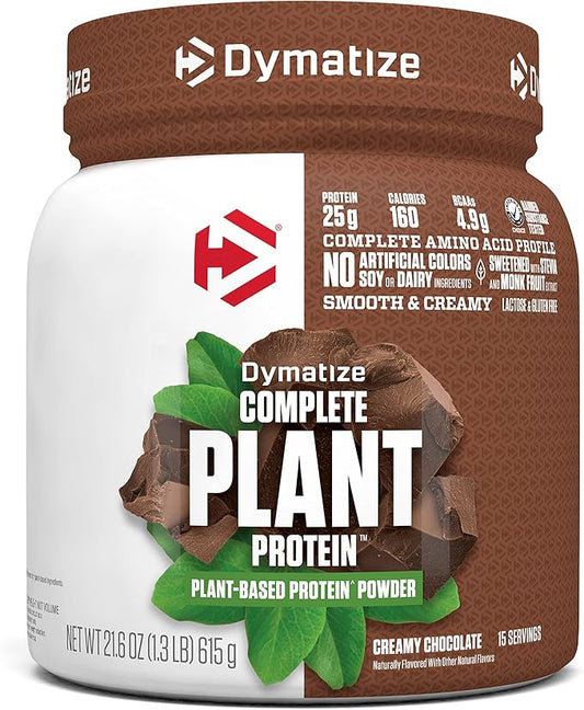 Dymatize Vegan Plant Protein, Creamy Chocolate, 25g Protein, 4.8g BCAAs, Complete Amino Acid Profile, 15 Servings