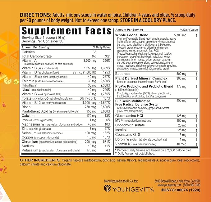 Youngevity Beyond Tangy Tangerine 2.5 Tropical Tangerine Ultimate Multi-Vitamin & Mineral Complex - Made With Natural & Whole Foods | 8,000 ORAC (3)