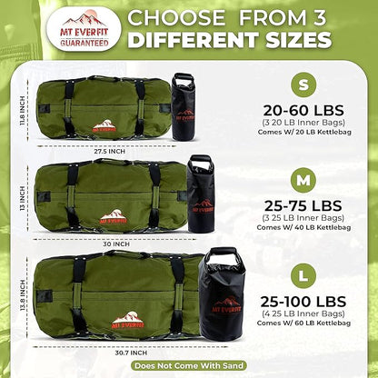 Sandbag Workout Bag & Sandbag Kettlebell Set - 1050 Cordura 8 Thick 3 Inner