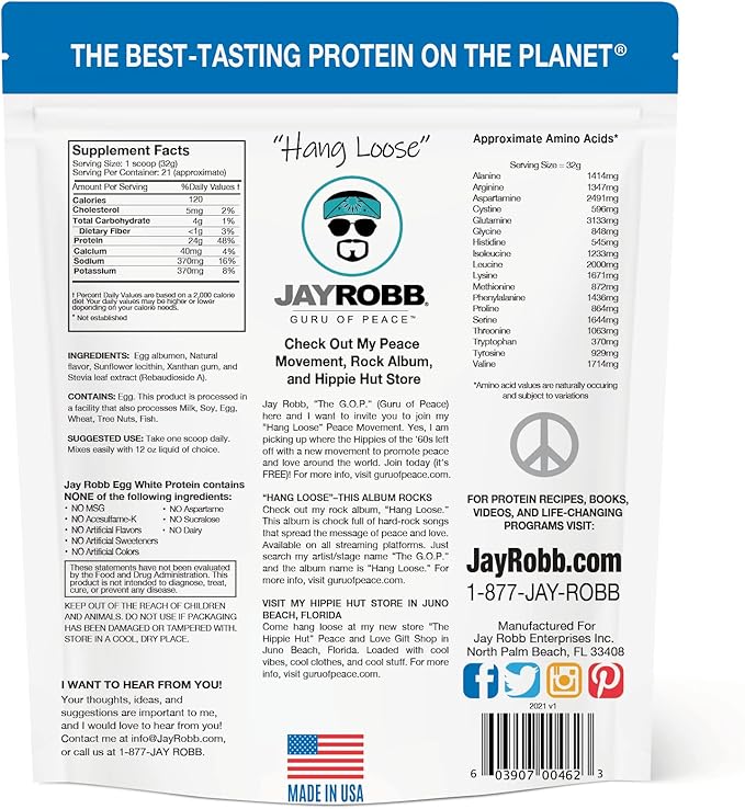 Jay Robb Vanilla Egg White Protein Powder, Low Carb, Keto, Vegetarian, Gluten Free, Lactose Free, No Sugar Added, No Fat, No Soy, Nothing Artificial, Non-GMO, Best-Tasting (24 oz, Vanilla)