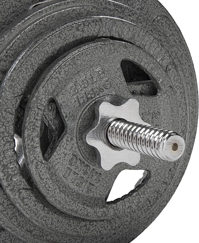 Signature Fitness Cast Iron Standard Weight Plates Including 5FT Standard 45-Pound Set (35 Pounds 10 Pounds