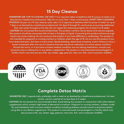 Youth & Tonic 15 Day Cleanse & Carb Matrix Support for Bloating, Gut & Metabolism Health, Break The Plateau, Feel Lighter & Energized, Colon Cleanser & Detox with ACV, Glucomannan, Chromium, 60 Pills