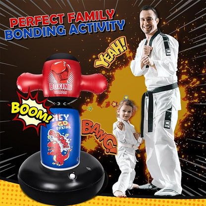 Punching Bag for Kids, Hyperzoo 360°Rotating Inflatable Kids Heavy Punching Bags, Freestanding Heavy Boxing Bag Toy Christmas Birthday Gift for Boys Girls 3-12 Karate, Taekwondo