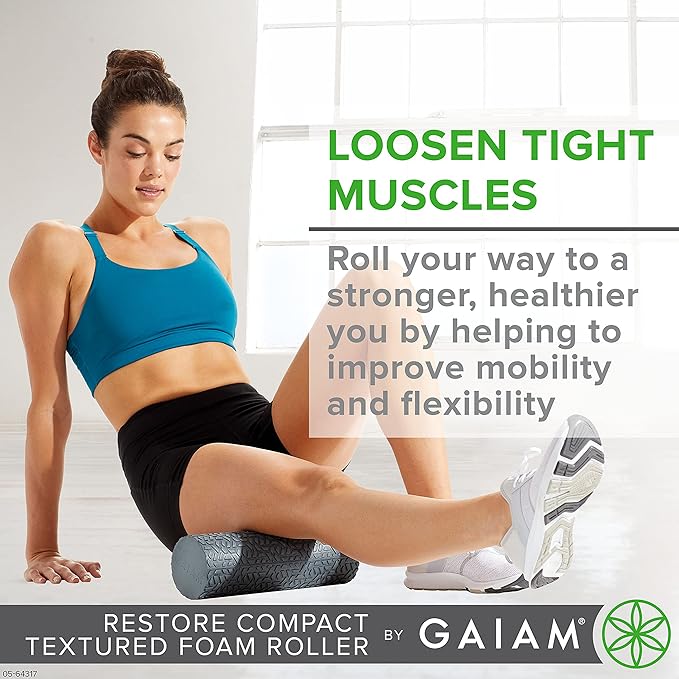 Gaiam Restore Compact Textured Foam Roller for Muscle 12”L X 4" Diameter