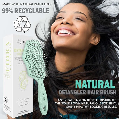 Fiora Naturals Hair Detangling Brush -100% Bio-Friendly Hair Detangler Brush w/Ultra-soft Bristles- Glide Through Tangles with Ease - For Curly, Fine, Women, Men, Kids, Toddlers, Wet and Dry Hair