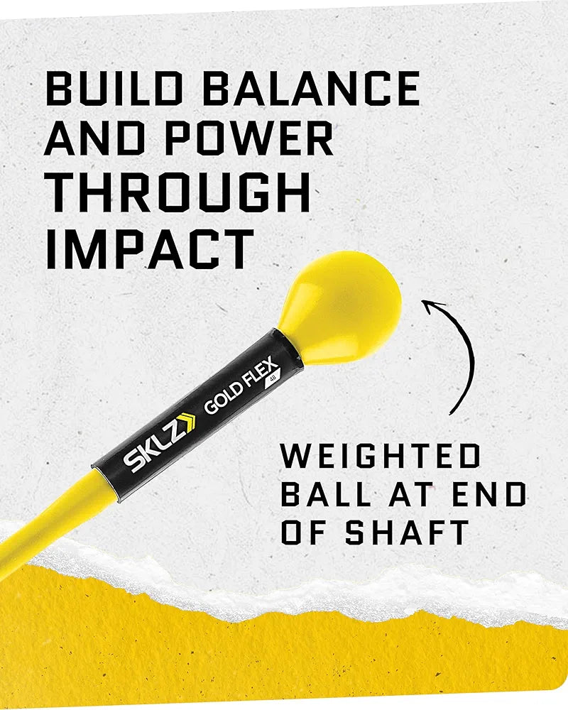 SKLZ Gold Flex Golf Swing Trainer and Warm-Up Stick - Essential Golf Accessories for Golfers, 48"/40” Golf Equipment for Distance, Balance Building, Power & Grip Training, Portable & Course-Legal