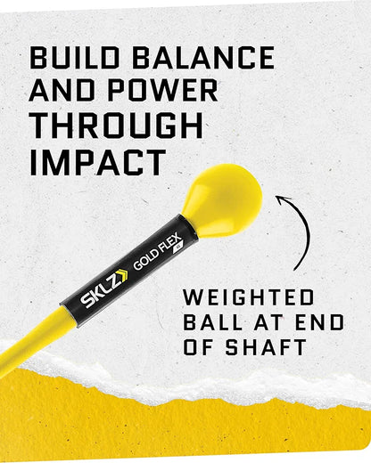 SKLZ Gold Flex Golf Swing Trainer and Warm-Up Stick - Essential Golf Accessories for Golfers, 48"/40” Golf Equipment for Distance, Balance Building, Power & Grip Training, Portable & Course-Legal
