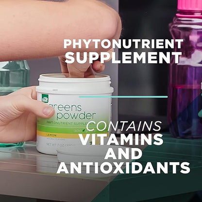 AdvoCare Greens Powder Phytonutrient Supplement - Supports Digestive Health with Antioxidants, Prebiotics & Probiotics* - Includes Broccoli Powder, Carrot Powder & More - Lemon, 7 oz