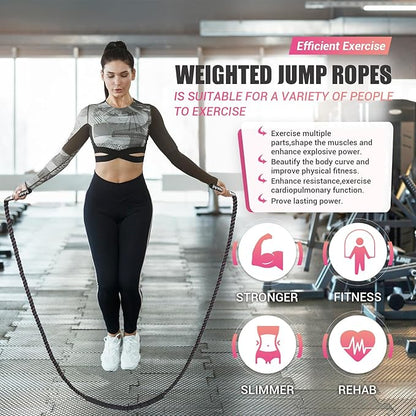 Weighted Jump Rope for Women 1.25LB Heavy 9.2FT Weight