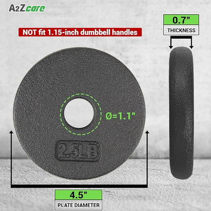 A2ZCARE 1 inch Weight Plates Set 1.25 lbs 20 lbs, 1 inch, 1 inch