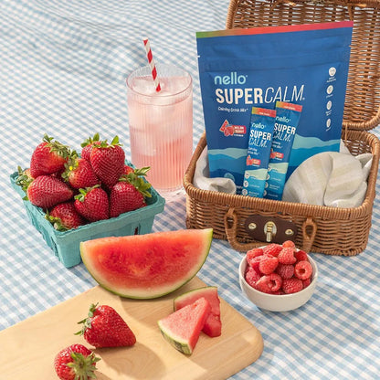 Supercalm Drink Mix - Ashwagandha KSM 66, Magnesium Glycinate & L-Theanine Supplement - Ashwagandha Root Extract - Focus and Relaxation Support (20 Travel Packets) - Melon Berry