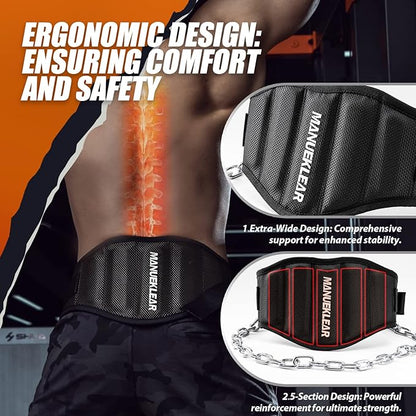 MANUEKLEAR Dip Belt for Weight Lifting 2 IN 1 Weight